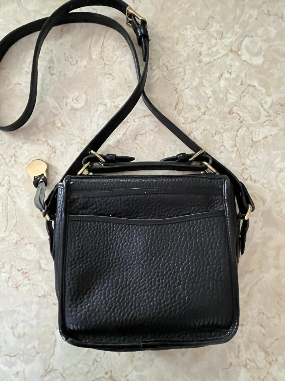 VTG Dooney & Bourke Top Handle Crossbody Black Pebbled Leather - Picture 3 of 10